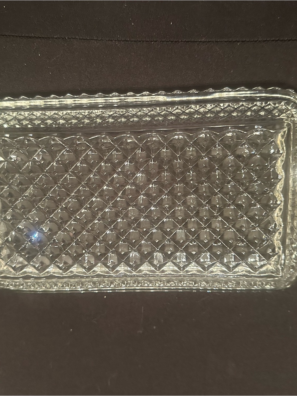 Clear Diamond-Pattern Glass Serving Tray